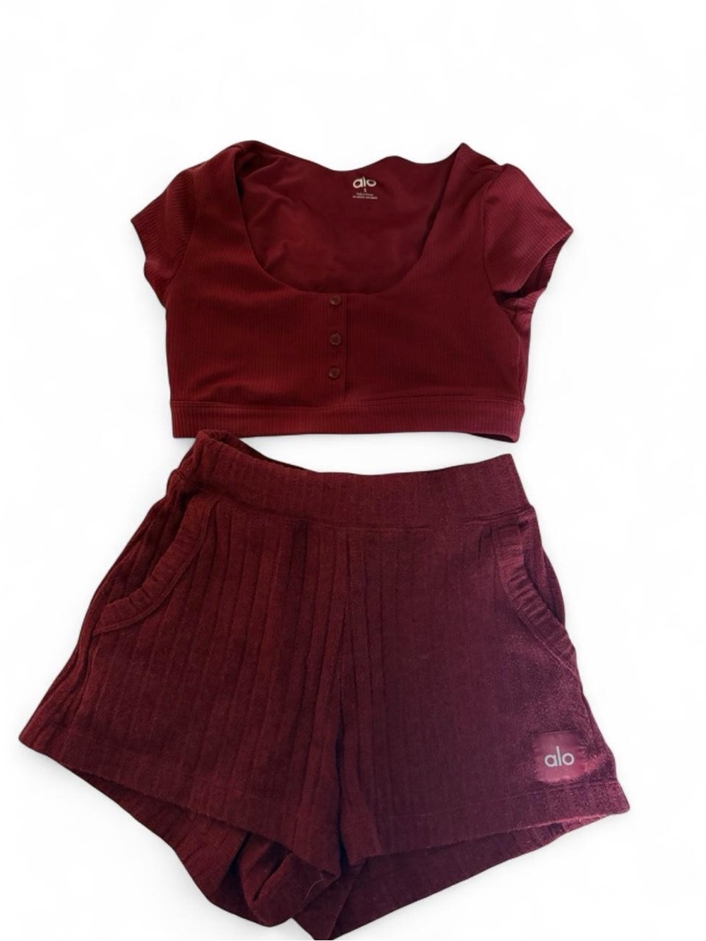 ALO Yoga Burgundy Ribbed Set